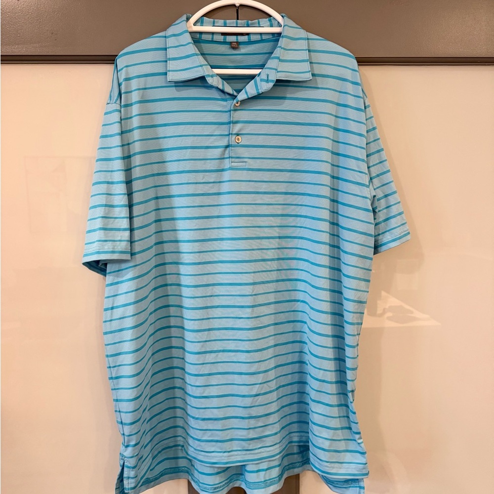 Peter Millar Light Blue Striped Polo Shirt